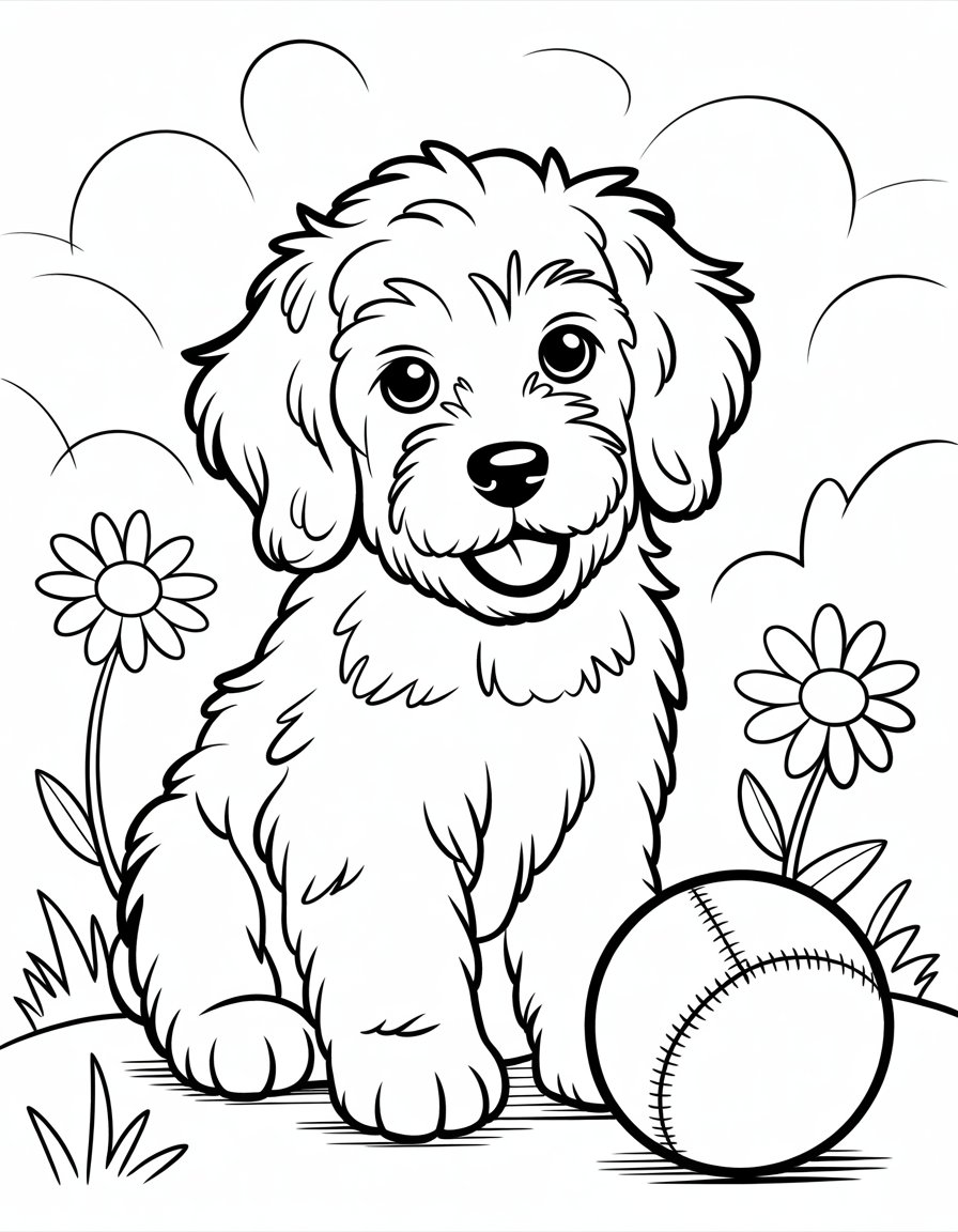 goldendoodle puppy coloring page