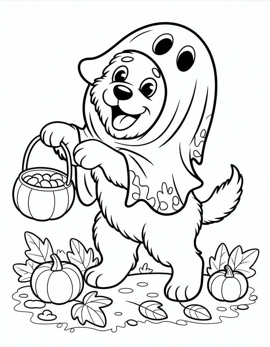 halloween puppy coloring page