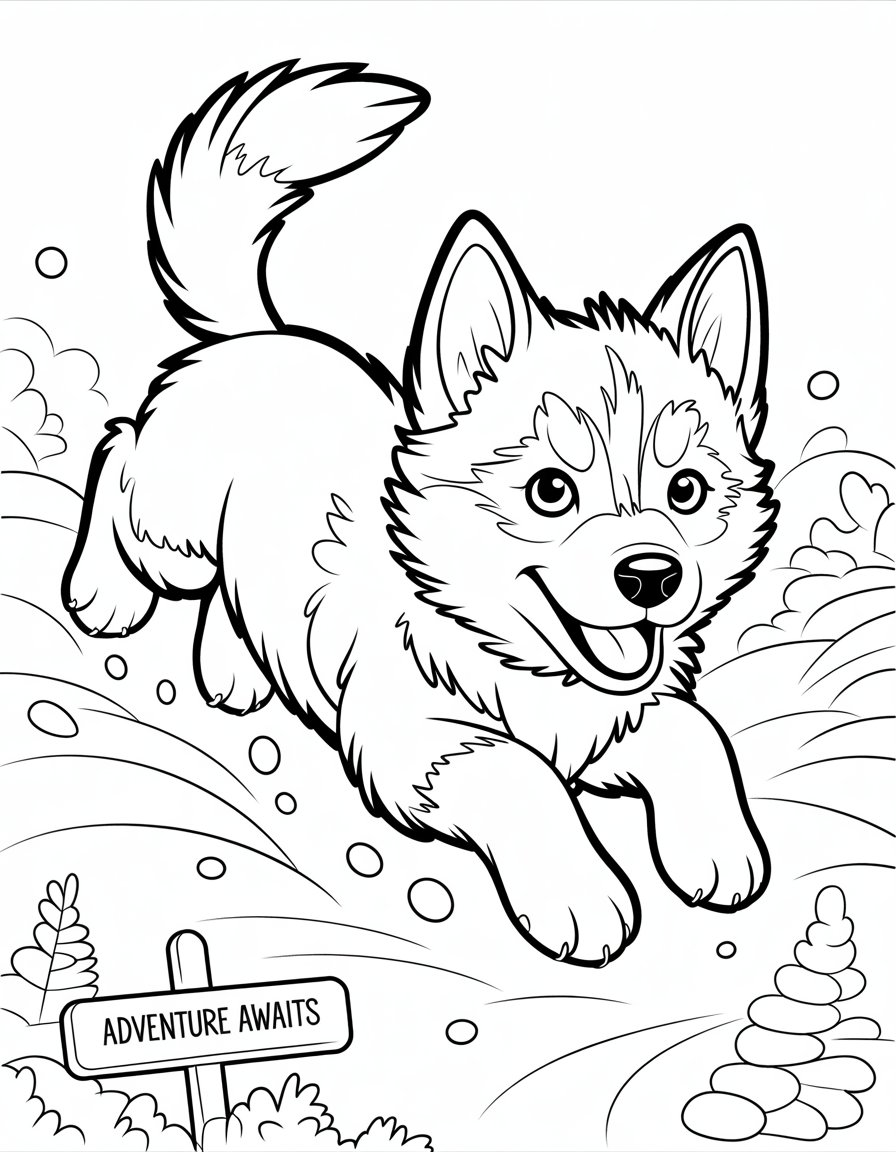 husky puppy coloring page