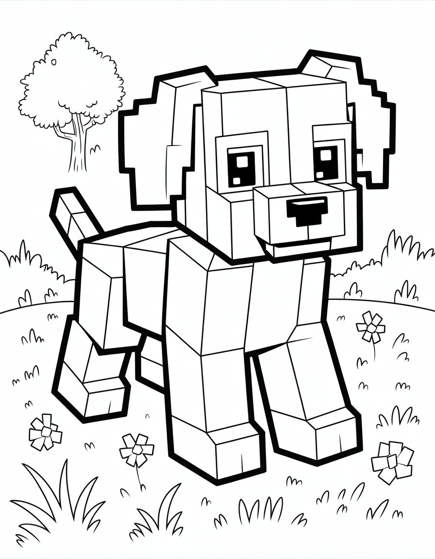 minecraft puppy coloring page