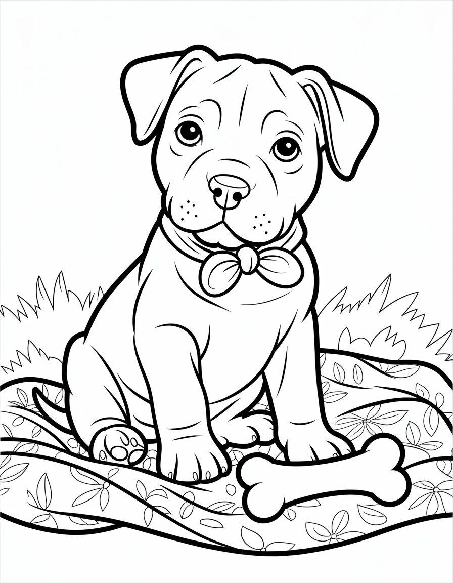 pitbull puppy coloring page