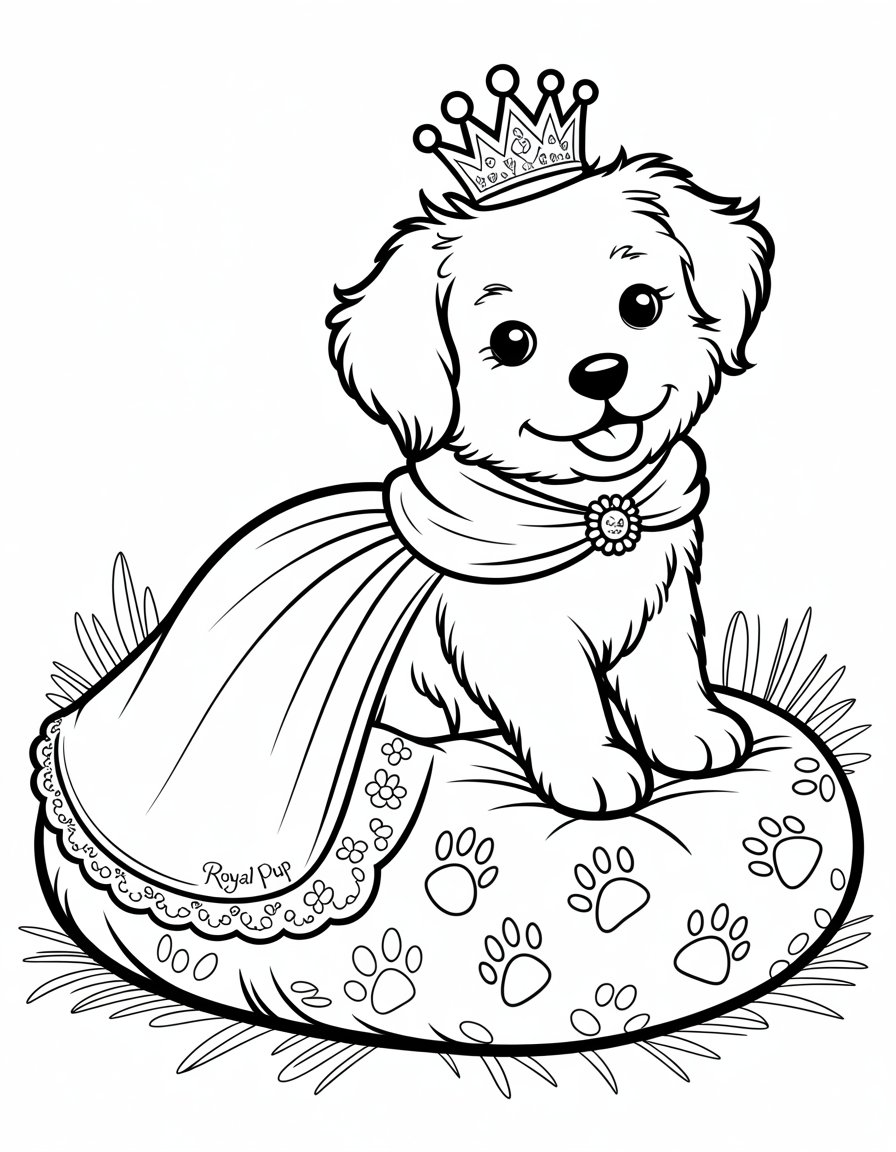 princess puppy coloring page