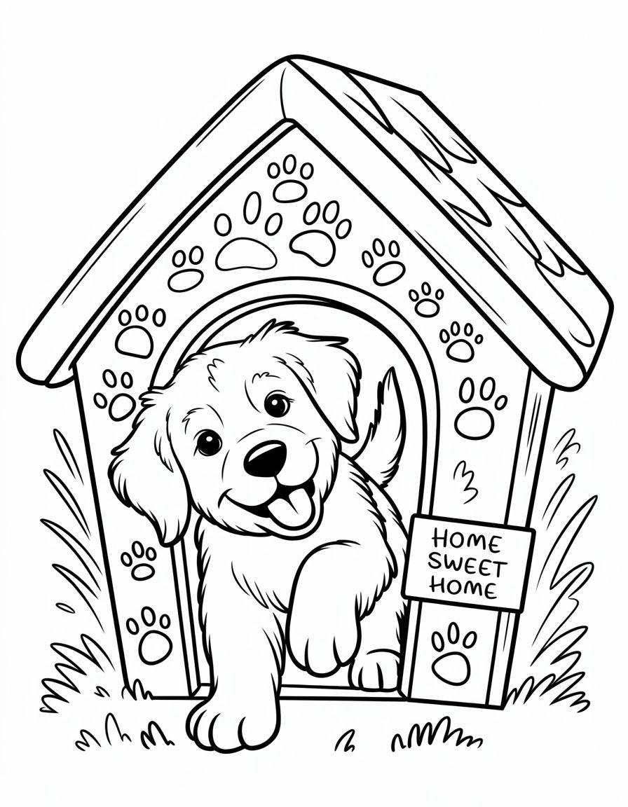 puppy dog house coloring page