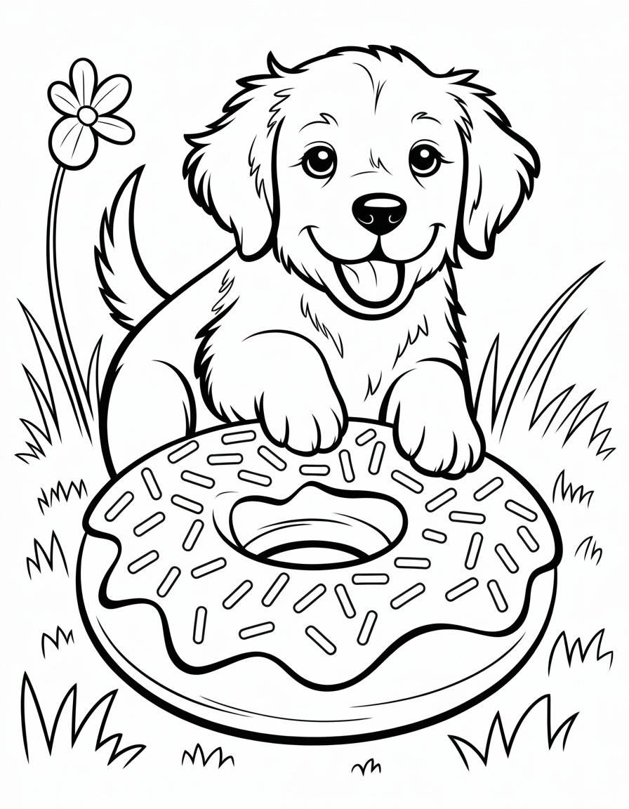 puppy donut coloring page