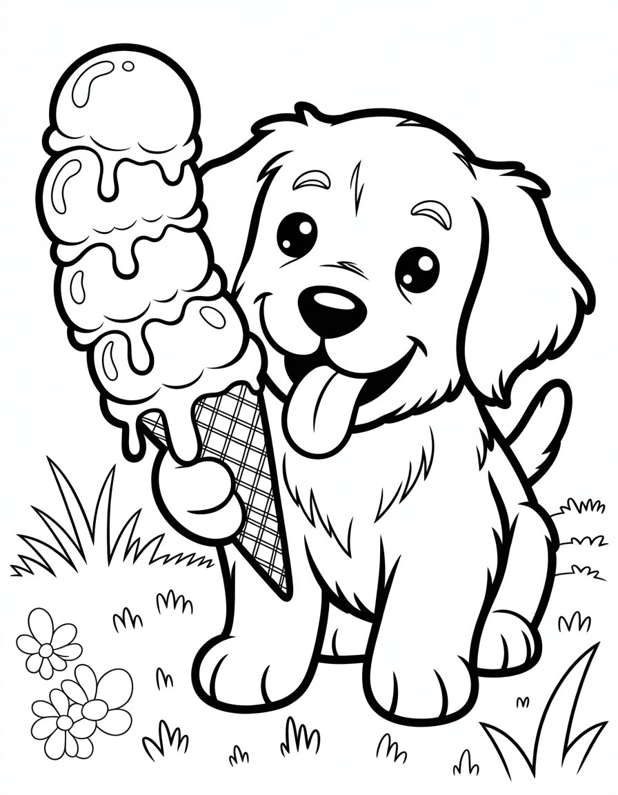 puppy ice cream coloring page