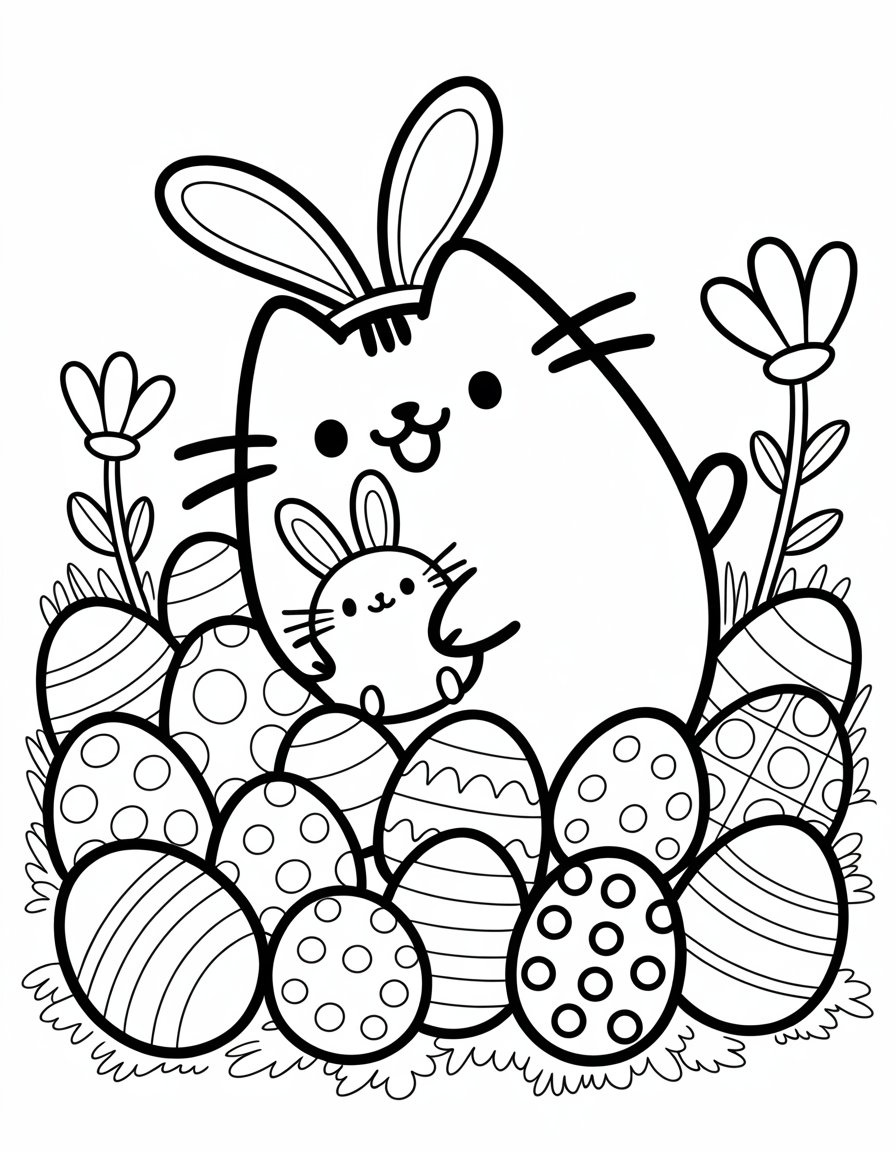 pusheen easter coloring page
