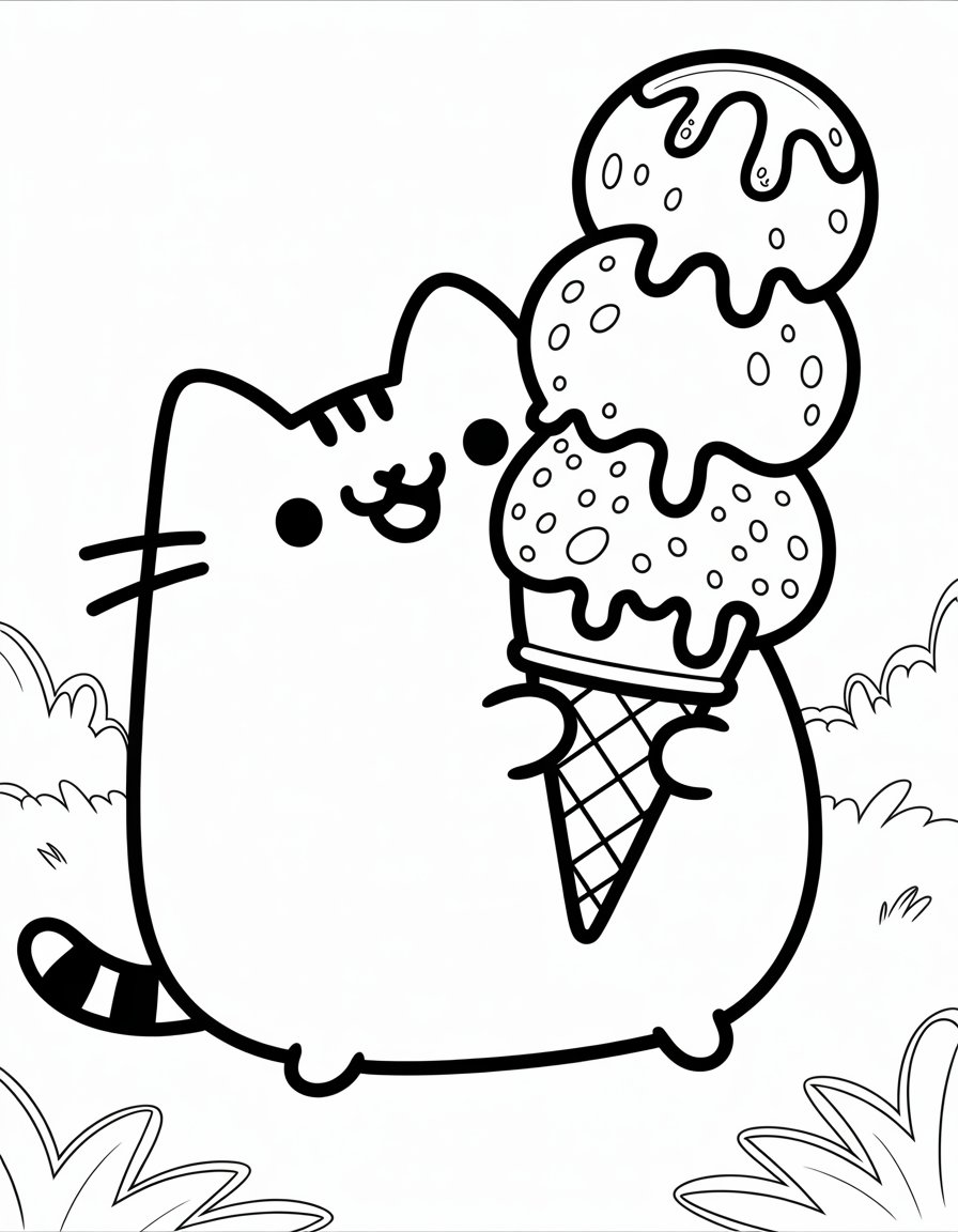 pusheen ice cream coloring page