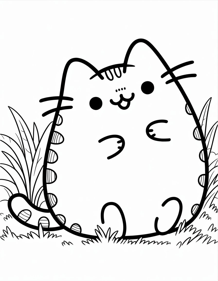 pusheen kitty coloring page