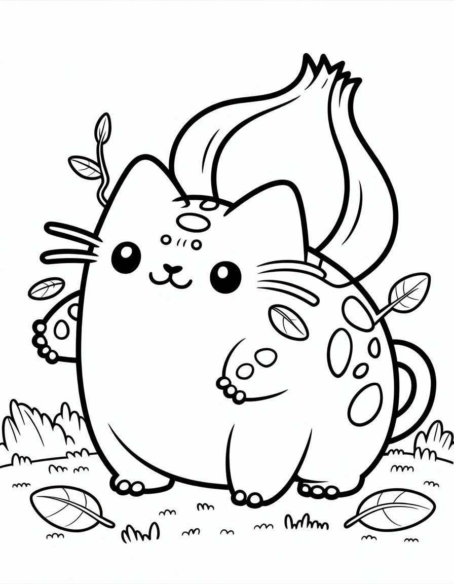 pusheen pokemon coloring page