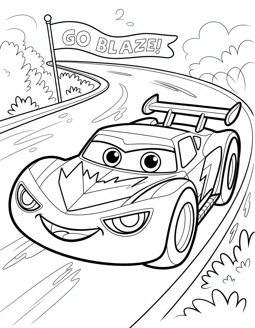 blaze race car coloring page