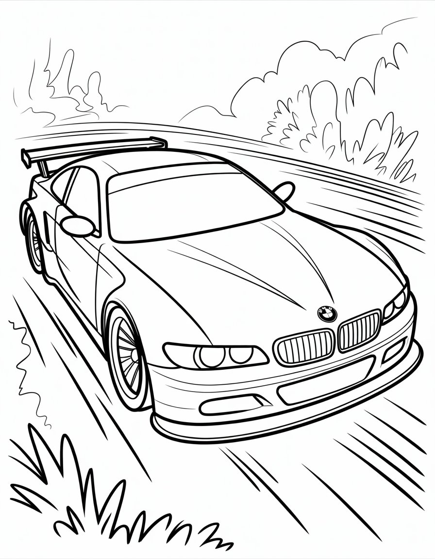 bmw race car coloring page