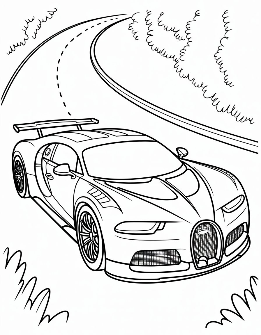 bugatti race car coloring page