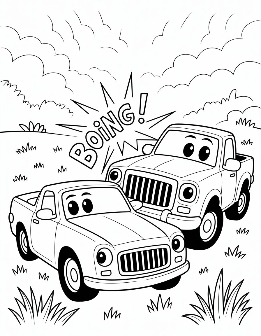 car crash coloring page