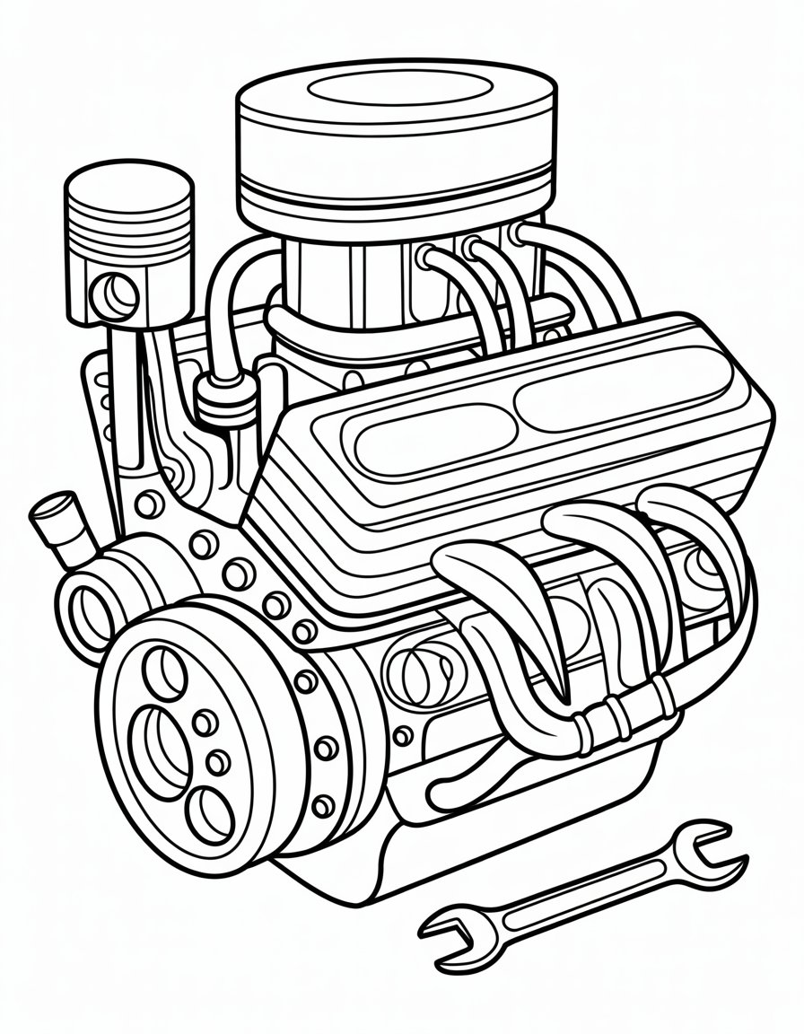car engine coloring page