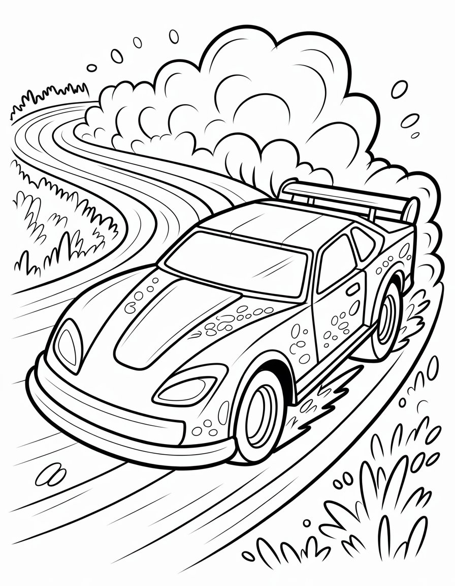 dirt track race car coloring page