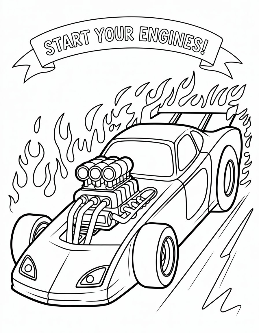 drag car coloring page