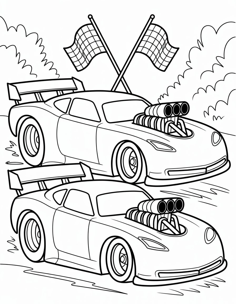 drag racing coloring page