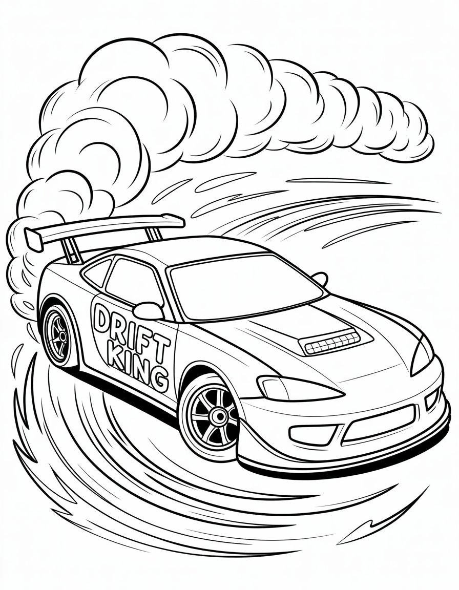 drift car coloring page for adults