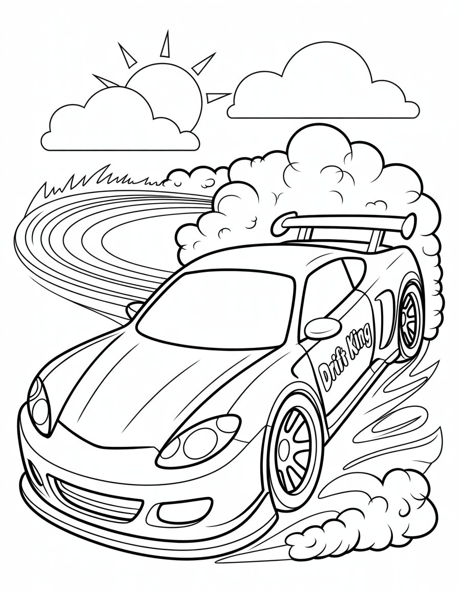 drift car coloring page