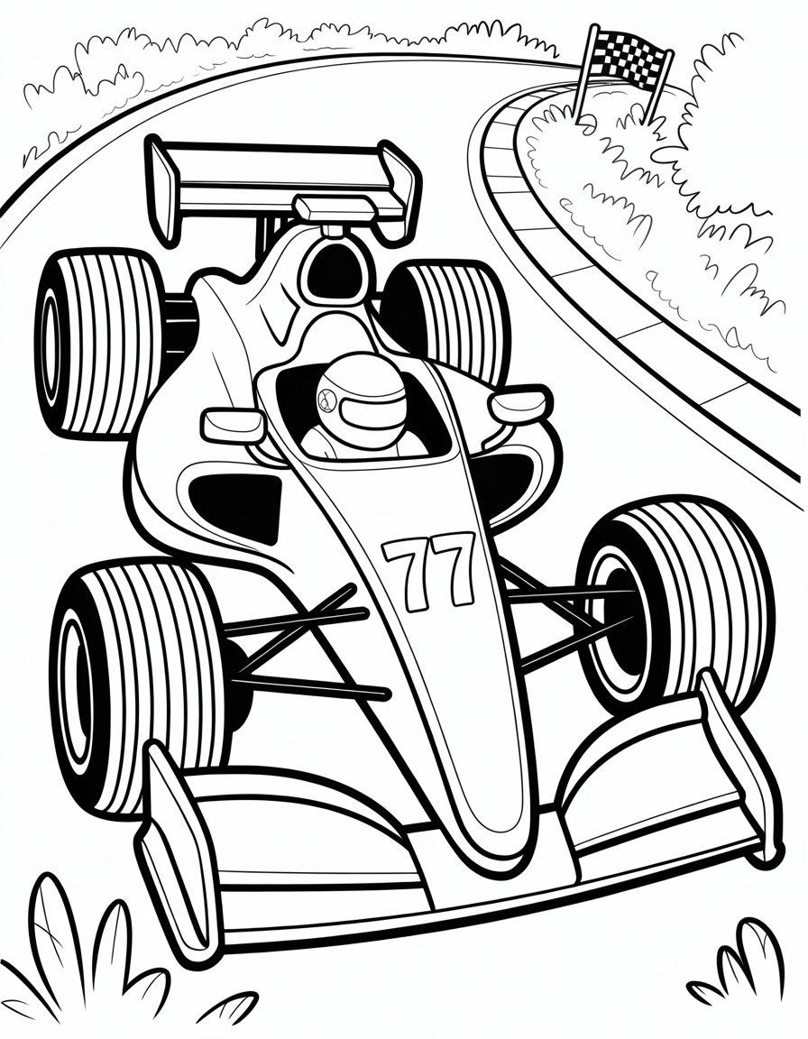 f1 racing car colouring page