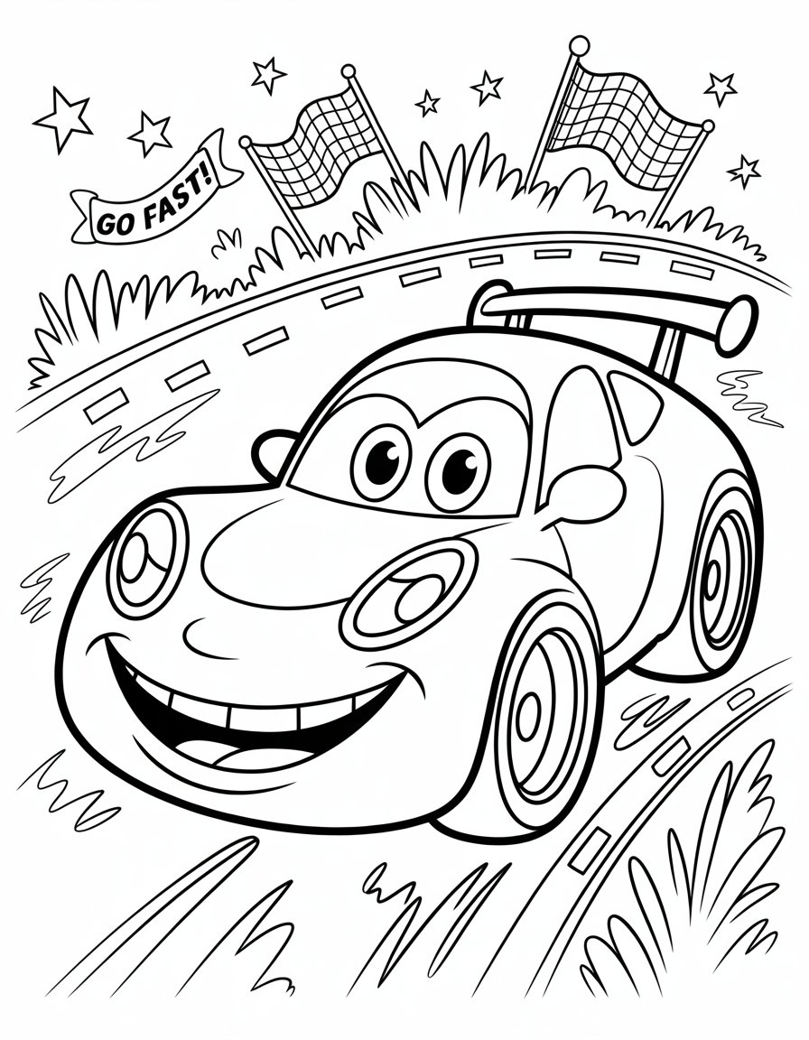 funny car coloring page