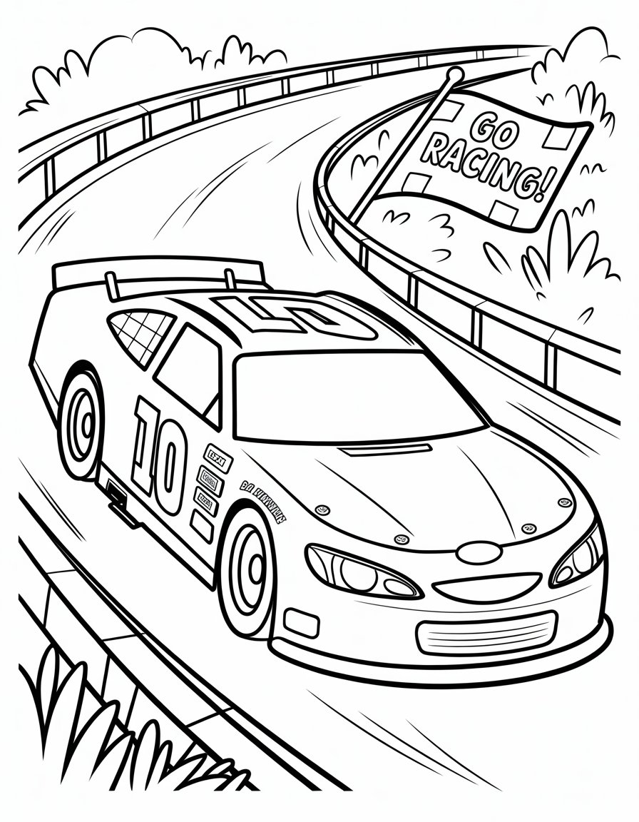 nascar race car coloring page