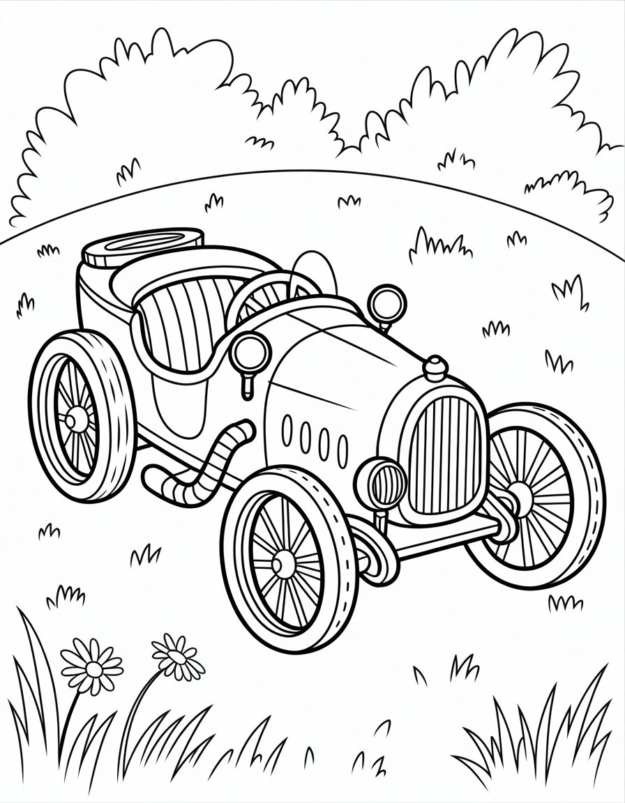 old race car coloring page