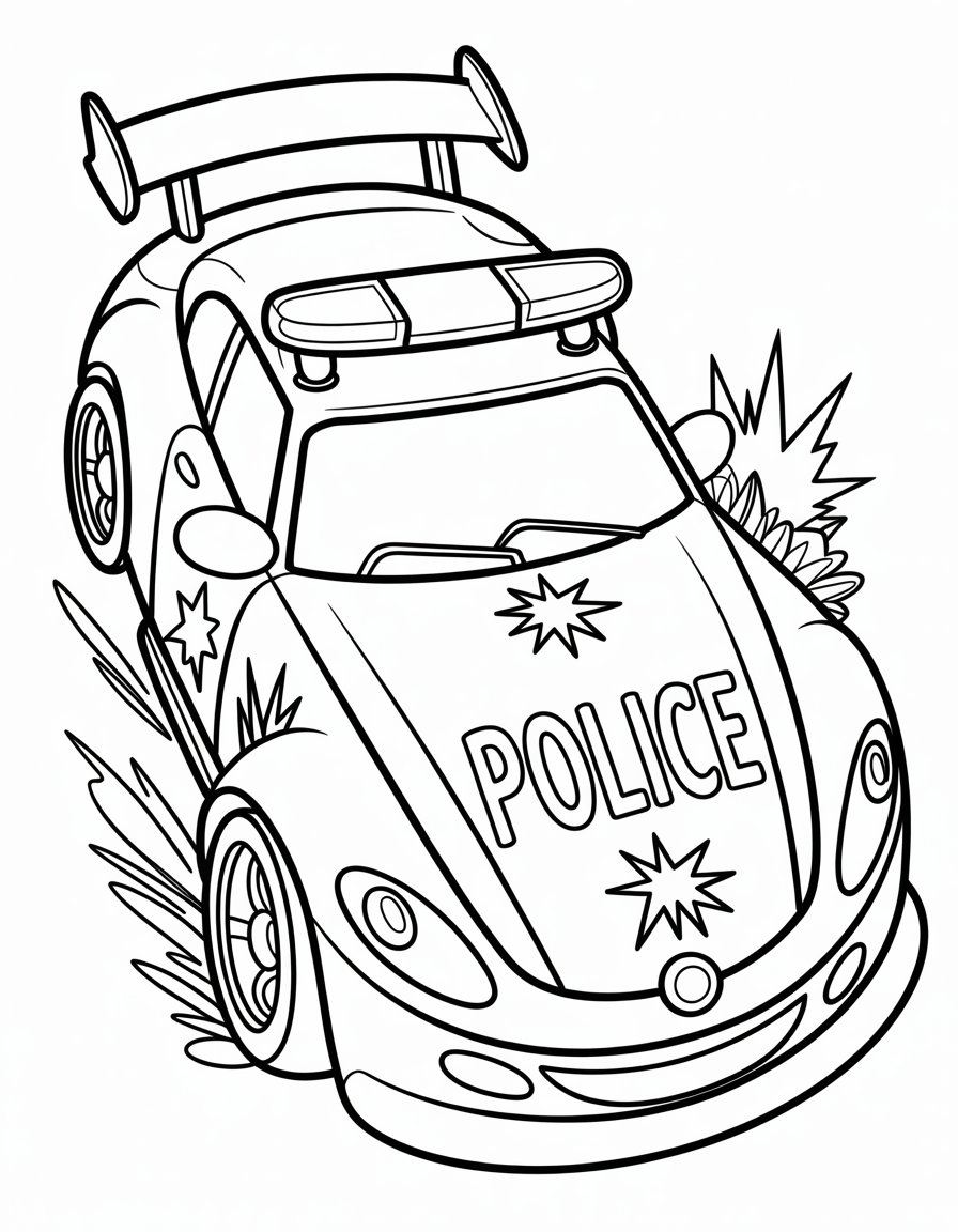 police race car coloring page
