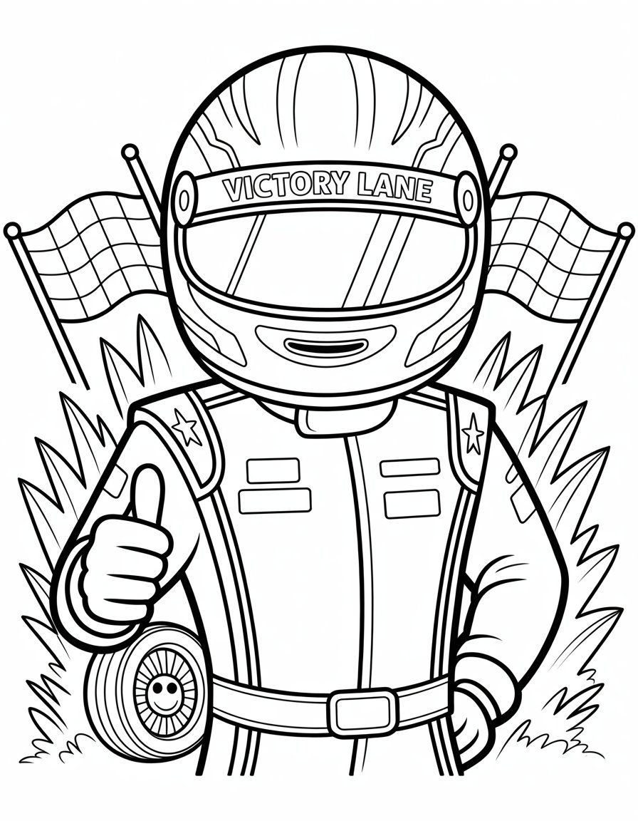 race car driver coloring page
