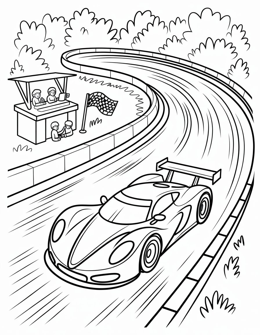 Race Car Track Coloring Pages