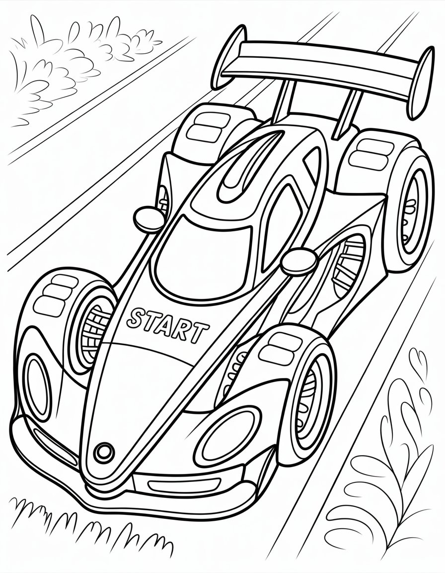 racecar coloring page