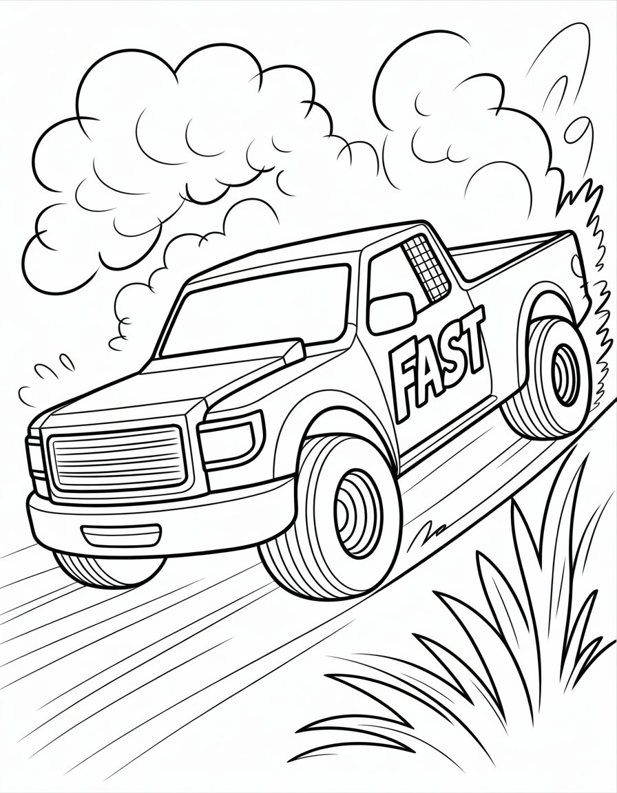 racing truck coloring page
