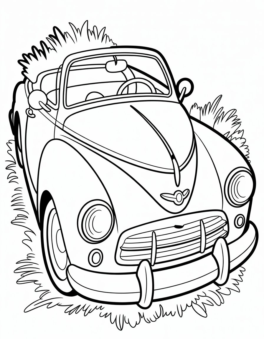 realistic car coloring page