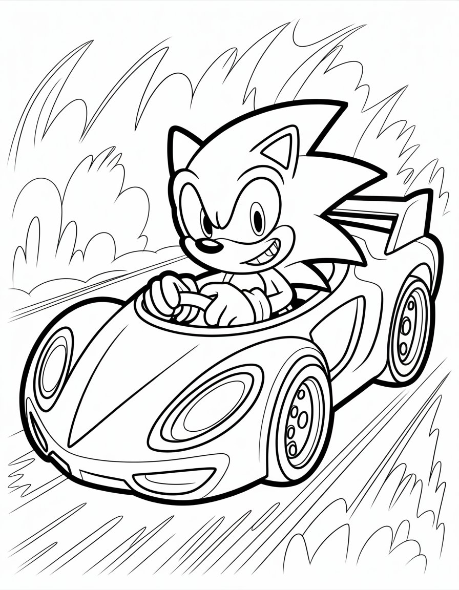 sonic car coloring page
