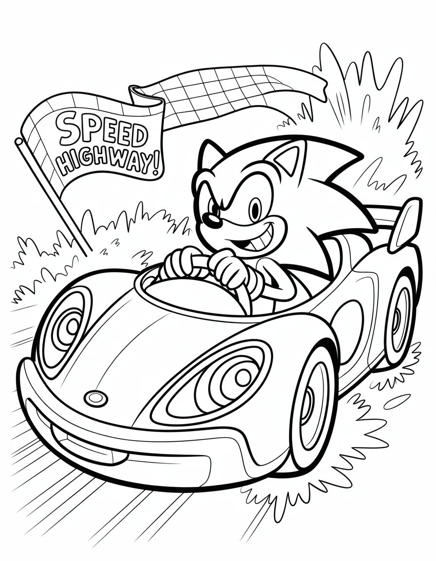 sonic racing coloring page