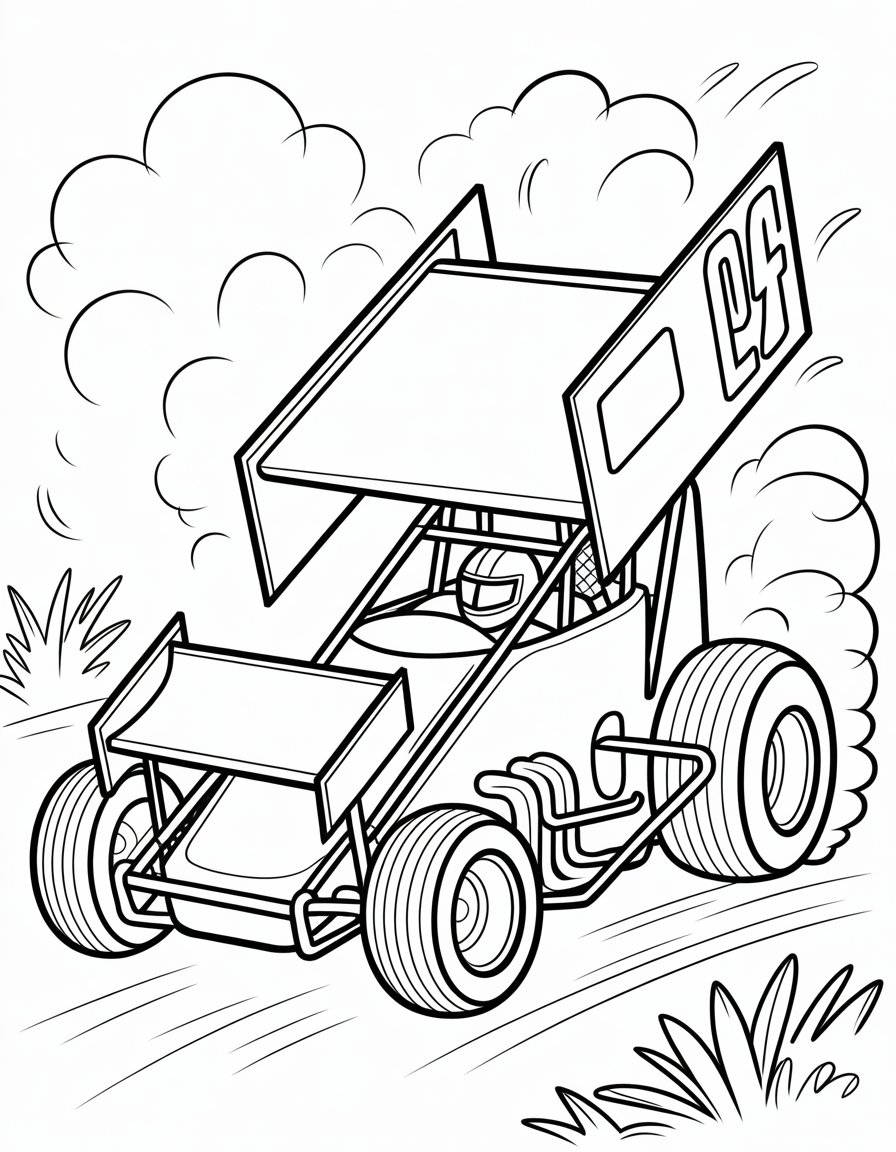 sprint car coloring page