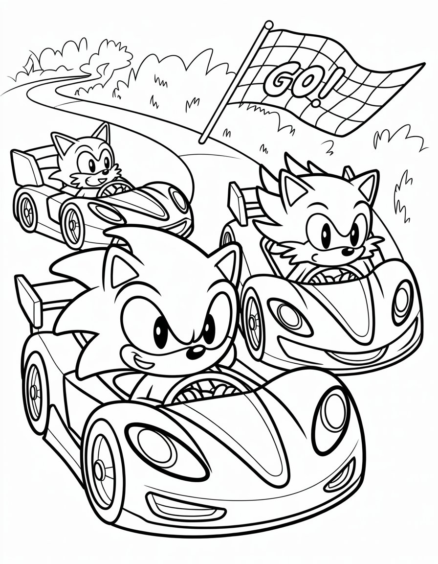 team sonic racing coloring page