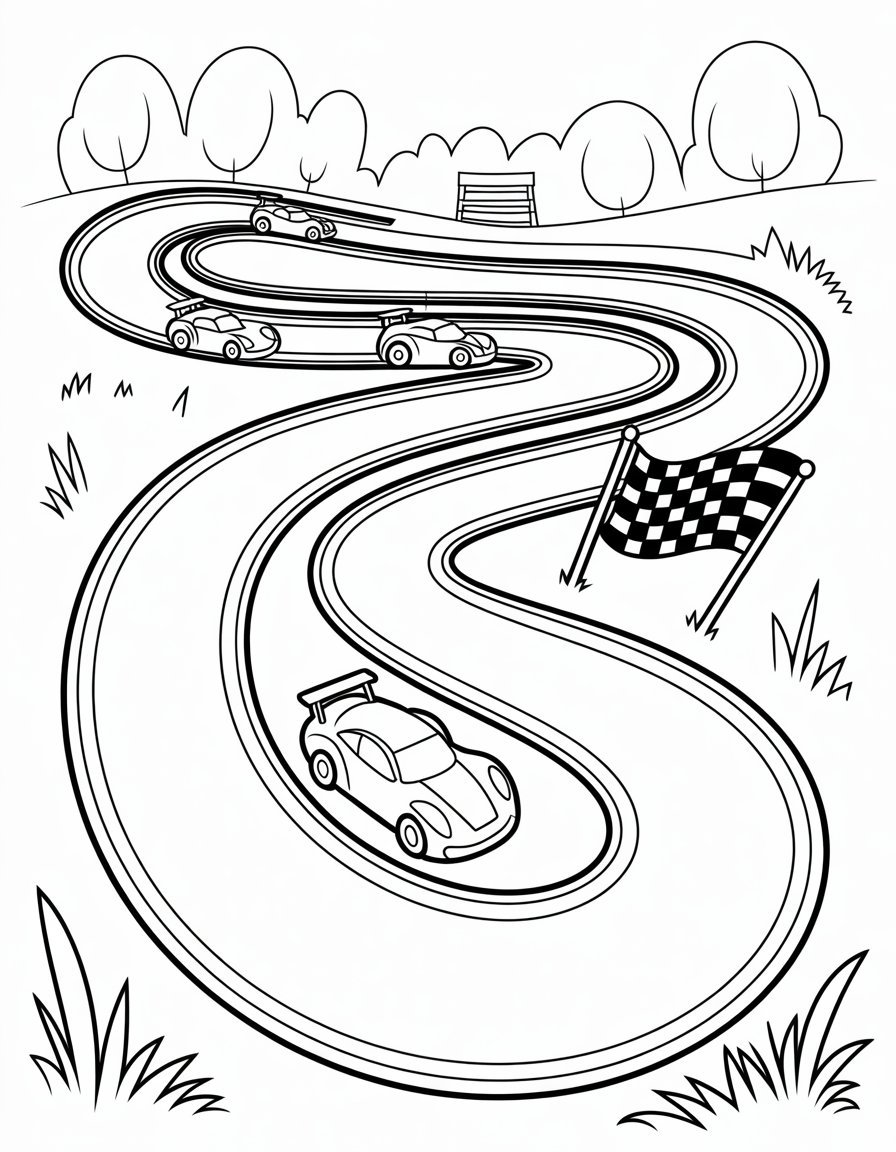 track coloring page