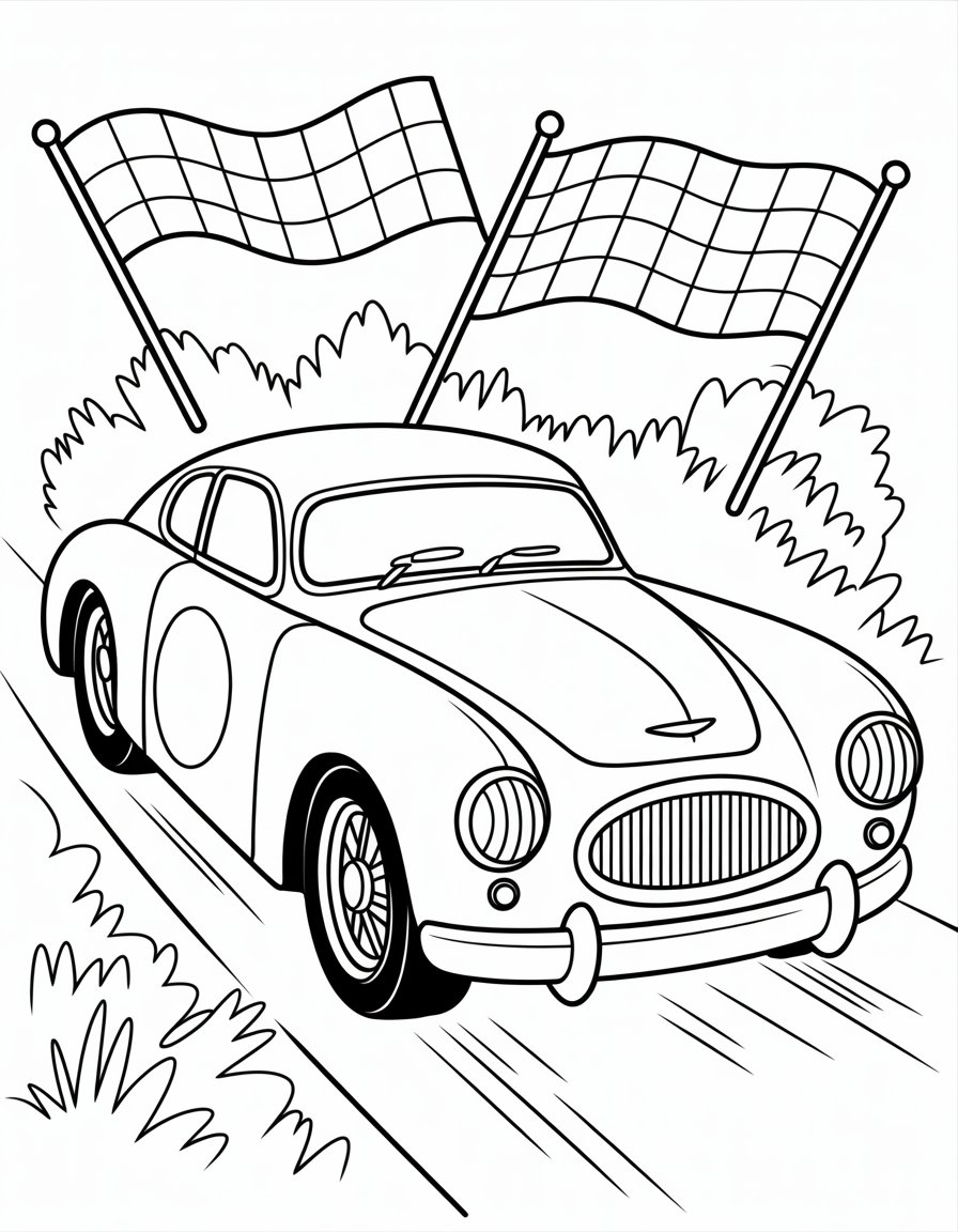 vintage race car coloring page