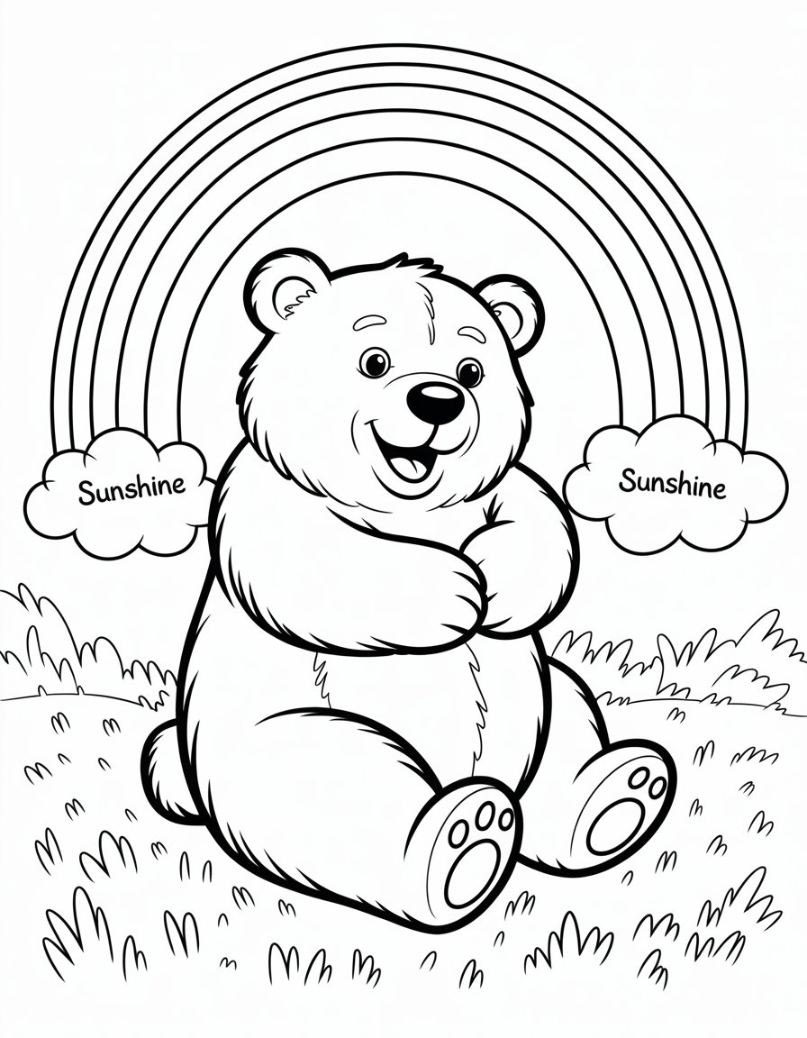 rainbow bear coloring page