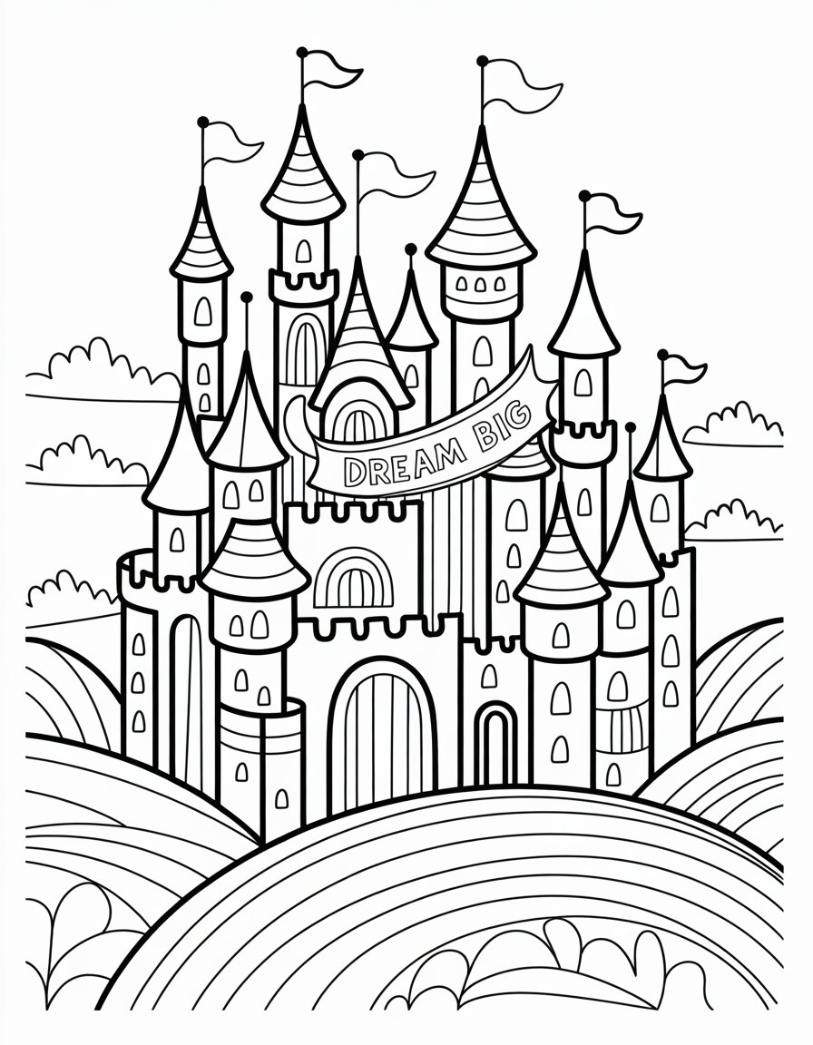 rainbow castle coloring page