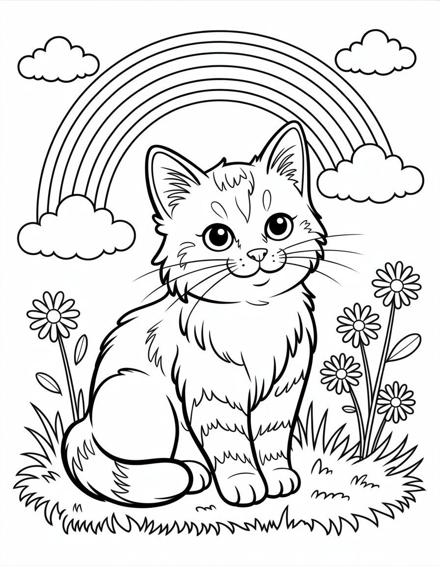 rainbow cat coloring page