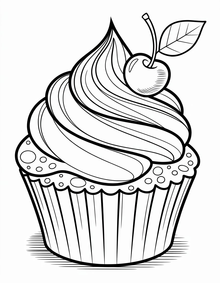 rainbow cupcake coloring page