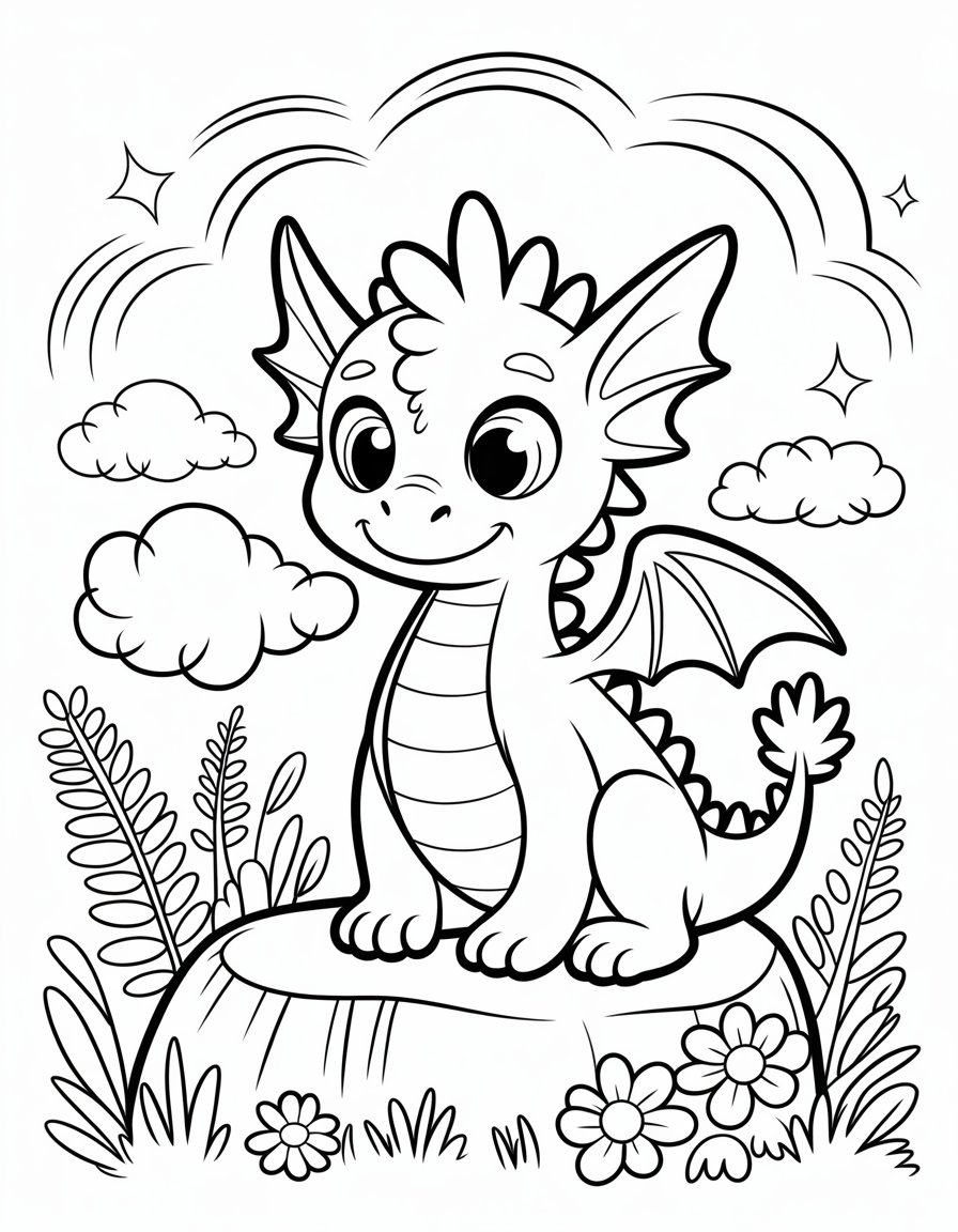 rainbow dragon coloring page