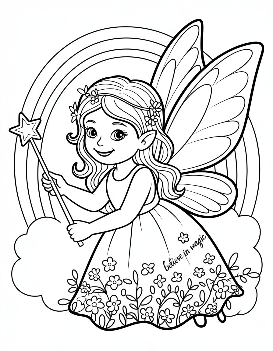 rainbow fairy coloring page