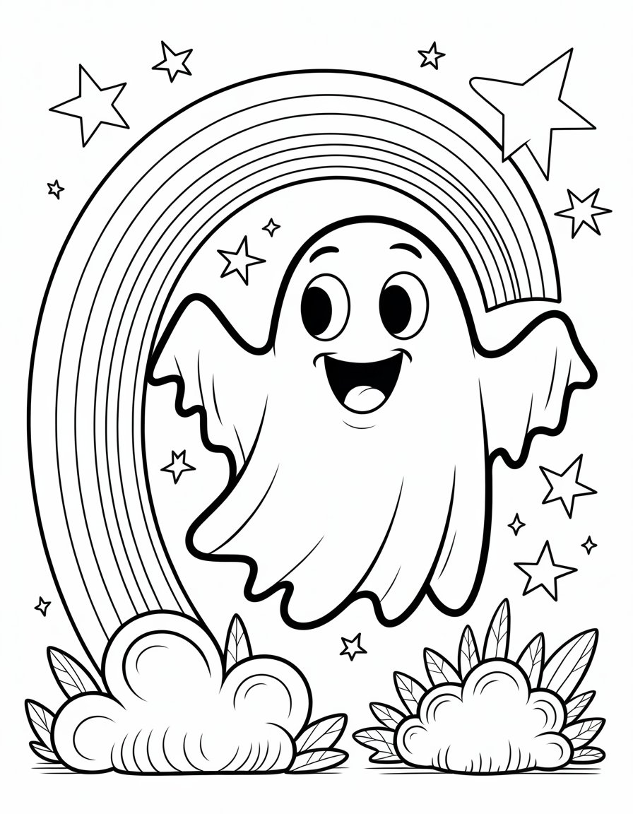 rainbow ghost coloring page