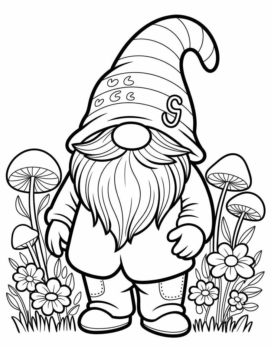 rainbow gnome coloring page
