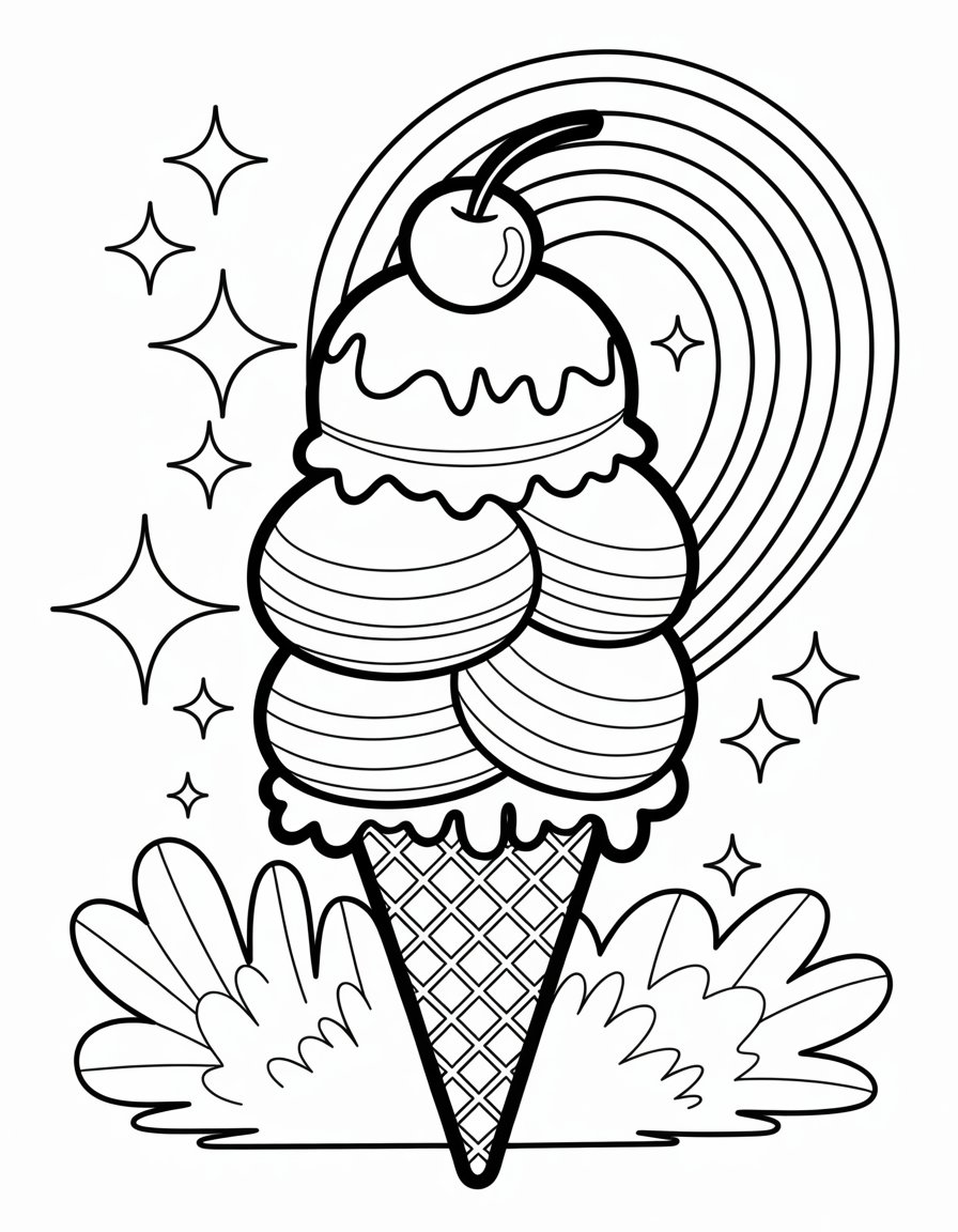rainbow ice cream coloring page