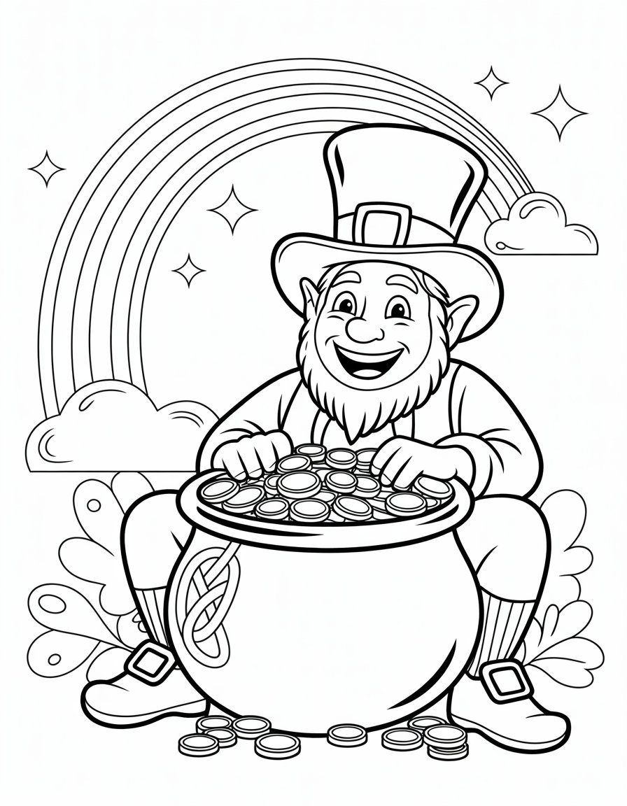 rainbow leprechaun coloring page