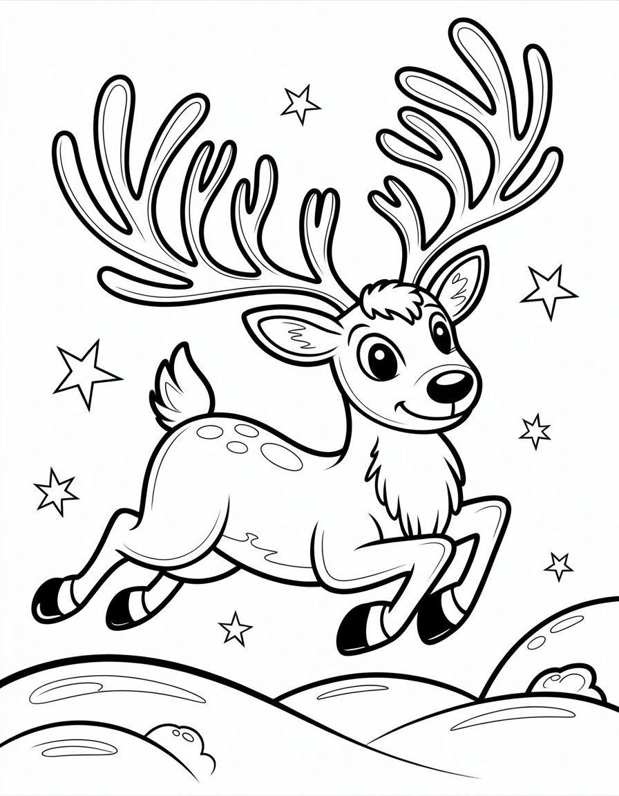 rainbow reindeer coloring page